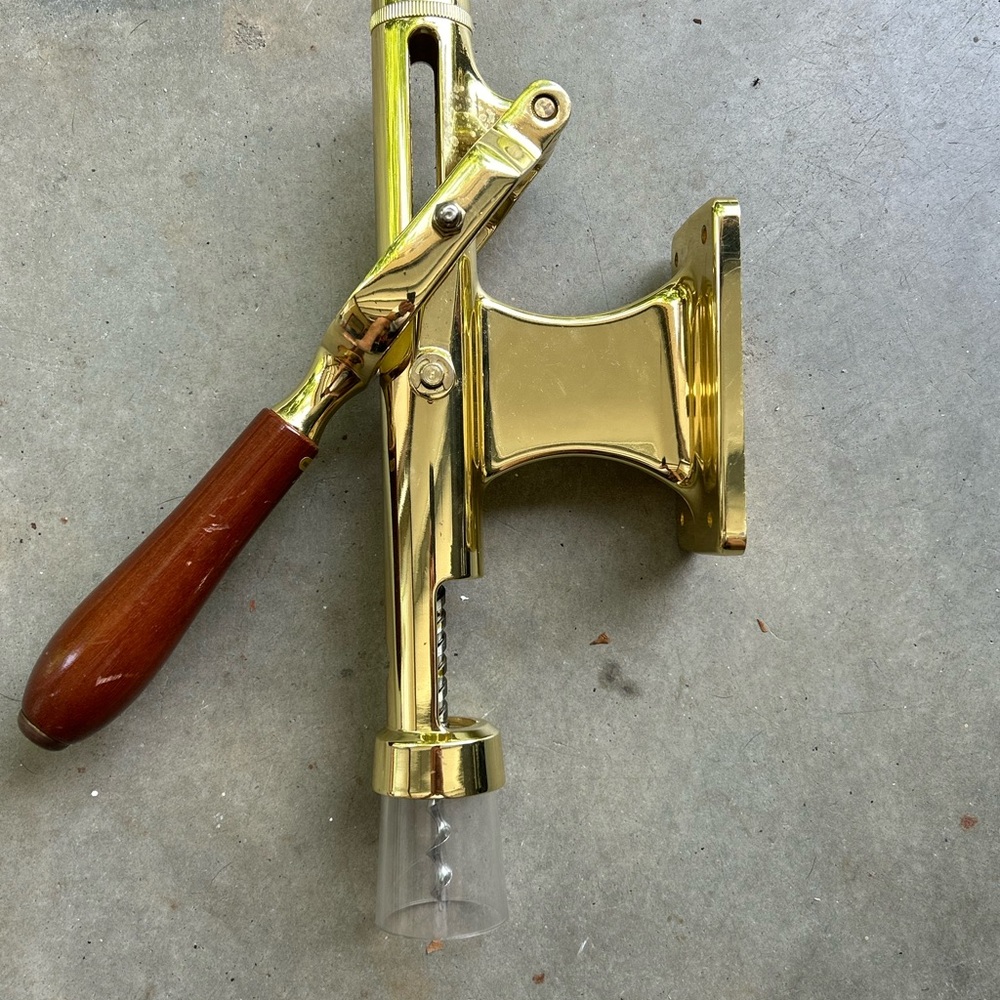 Gold Color Wall-Mounted Corkscrew with Wooden Handle